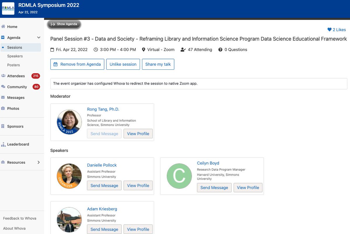 Rong Tang (@tangr) on Twitter photo Join us for the #rdmla2022symposium tomorrow! Check out our panel on "Data and Society: Reframing Library and Information Science (LIS) Program Data Science (DS) Educational Framework." Panelists are <a href="/tangr/">Rong Tang</a>, @infosci_d, <a href="/adamkriesberg/">(((Dr. Adam Kriesberg)))</a> <a href="/boydcm_/">Ceilyn Boyd</a>, all from <a href="/SimmonsSLIS/">SimmonsSLIS</a>! Join us for the #rdmla2022symposium tomorrow! Check out our panel on "Data and Society: Reframing Library and Information Science (LIS) Program Data Science (DS) Educational Framework." Panelists are <a href="/tangr/">Rong Tang</a>, @infosci_d, <a href="/adamkriesberg/">(((Dr. Adam Kriesberg)))</a> <a href="/boydcm_/">Ceilyn Boyd</a>, all from <a href="/SimmonsSLIS/">SimmonsSLIS</a>!