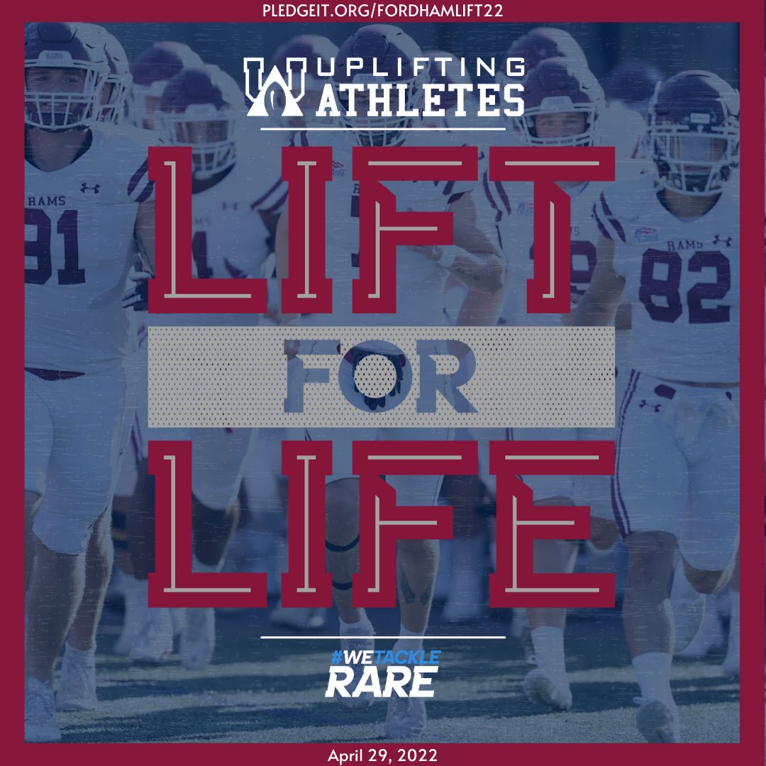 . <a href="/FORDHAMFOOTBALL/">Fordham Football</a> and <a href="/UpliftingAth/">Uplifting Athletes</a>
 are working to raise awareness and funding for rare disease research! This spring we are taking part in a Lift for Life event. Please consider donating to supporting the rare disease community using the link below⬇️ pledgeit.org/fordhamlift22