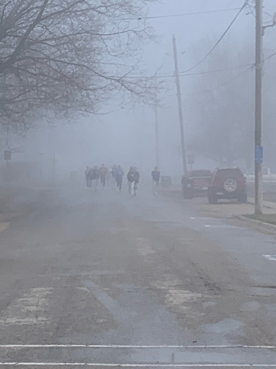 dike_new's tweet photo. Junior High Track Teams were out in full force this morning. Some see Fog.  Wolverines saw an opportunity to practice.  Great memories Wolverine’s. @DNHSUPT https://t.co/qhXQc4dS3n
