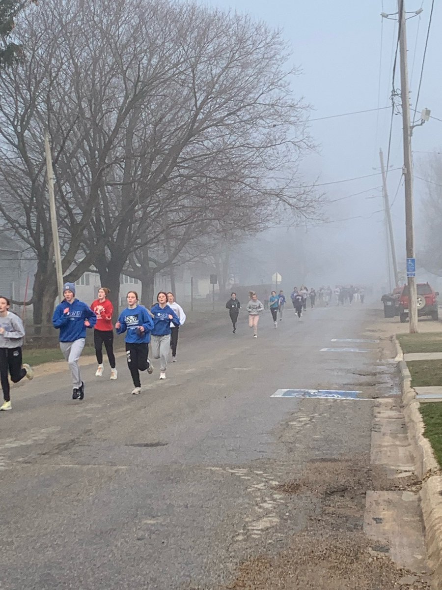 dike_new's tweet photo. Junior High Track Teams were out in full force this morning. Some see Fog.  Wolverines saw an opportunity to practice.  Great memories Wolverine’s. @DNHSUPT https://t.co/qhXQc4dS3n