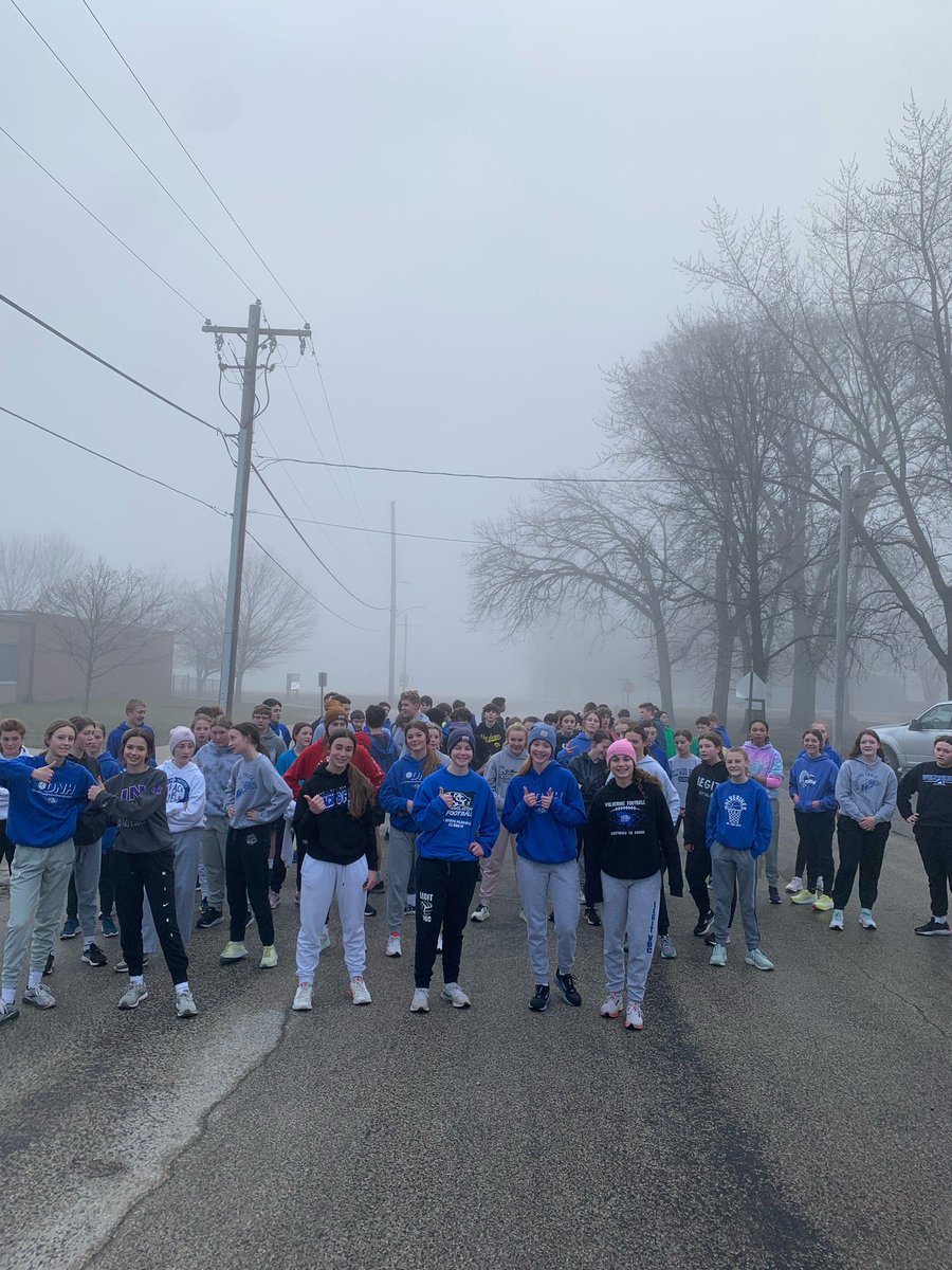 dike_new's tweet photo. Junior High Track Teams were out in full force this morning. Some see Fog.  Wolverines saw an opportunity to practice.  Great memories Wolverine’s. @DNHSUPT https://t.co/qhXQc4dS3n