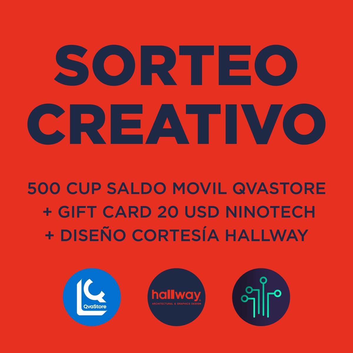 hallgraph's tweet photo. 🔴🔥 SÚPER SORTEO CREATIVO 🔥🔴
🎁 1 Ganador!!!
🕛 Termina 12:00am
🕘 Resultado 22 de abril 9:00am
1. ❤️ Y 🔁
2. Menciona a dos amig@s
3. Comparte foto creativa 📸
🌟 "La creatividad es contagiosa. Pásala!!!"
#QvaStore #hallwayAD #NinoTech https://t.co/toq31a2LAx
