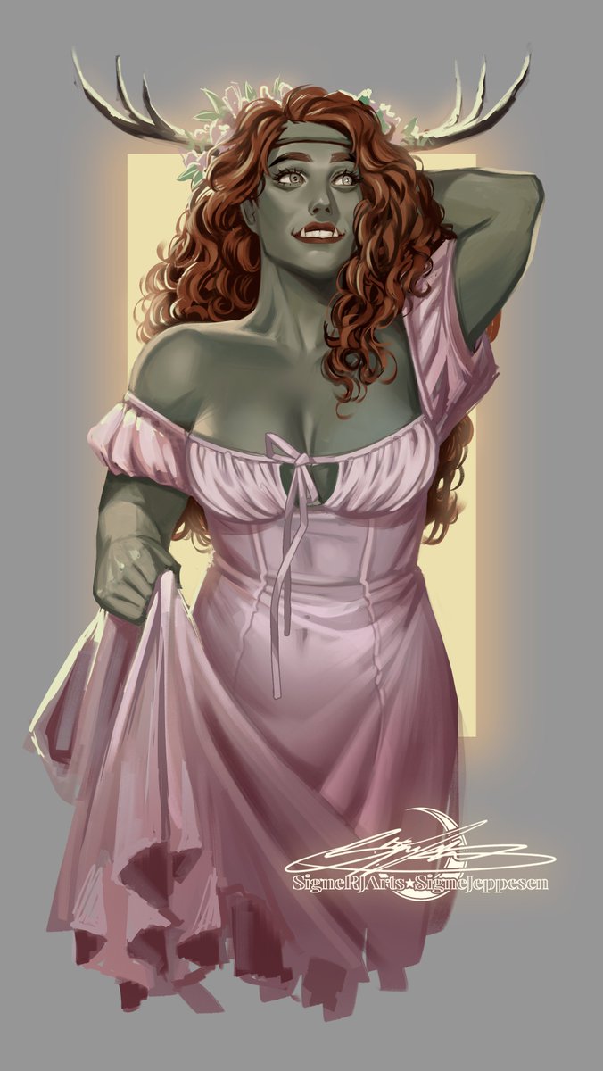 SigneJeppesen's tweet photo. Bo the Barbarian got a pretty pink dress🌸#dnd https://t.co/D910L5pcSF