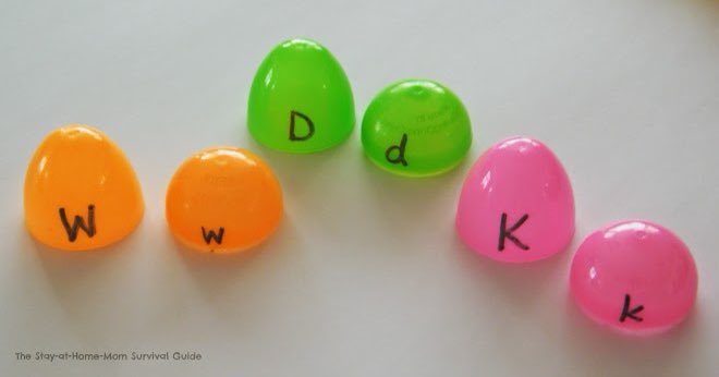 MissL_WFS's tweet photo. An easy DIY #lettermatching activity to make use of those leftover Easter eggs! Use stickers or a sharpie to write uppercase and lowercase letters on the eggs, then break them apart and let your child match them back up! #SpringBreakLearning https://t.co/ga2IJK2aCt