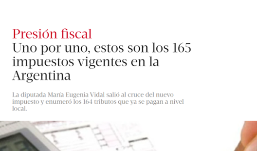 Juli_Strada's tweet photo. El diario Clarín publicó que había una lista de 165 impuestos vigentes en la Argentina. La ex gobernadora Maria Eugenia Vidal y el jefe de la UIA se sumaron a esta falsedad para criticar el proyecto de "renta inesperada". ¿Querés saber de verdad qué pusieron adentro de esa lista? https://t.co/FAFrGqQ8ie