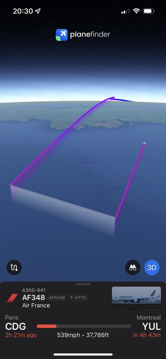TheSnoopySnoop's tweet photo. ⚠️ #Squawk7700 ⚠️

#AF348 #AirFrance 
A350 F-HTYC

Declaring #Emergency after heading west over the Atlantic transiting Ireland

Routing #Paris to #Montreal 
Returning towards Europe at 30,000ft
Descending possibly to Shannon

#AvGeek #planespotting https://t.co/h4ZYSfeCqH