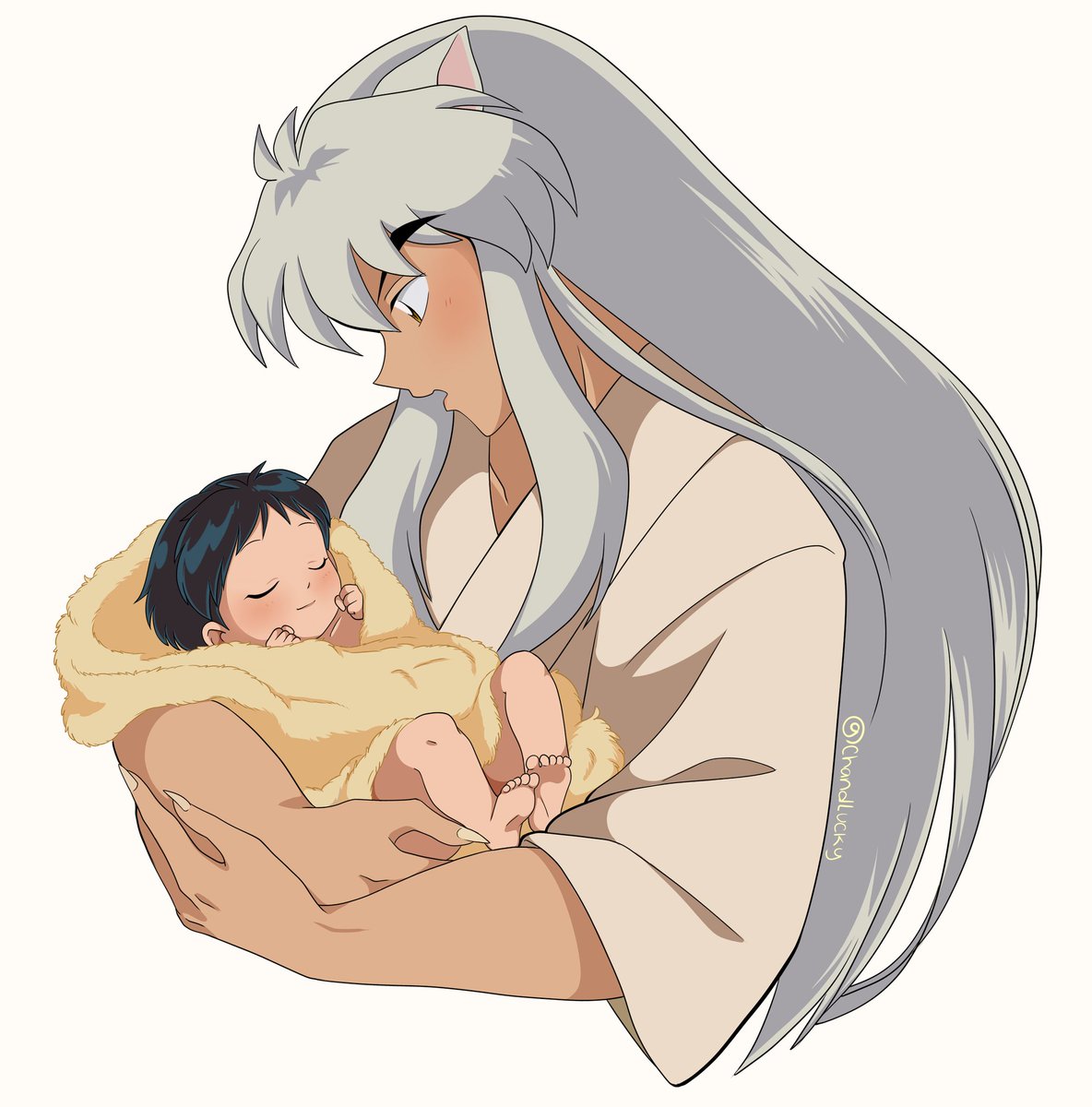「Inuyasha is Daddy now~🐶🌸💞
#半妖の夜叉姫 #In」|Lucky_chandlのイラスト