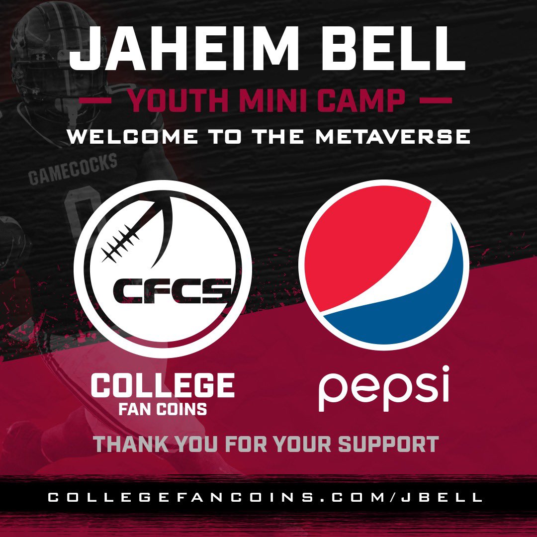 Thanks to @Pepsi for supporting Jaheim Bell. @dba_bell Welcome to the Metaverse #CFCS #Metaverse #NIL collegefancoins.com/people/jbell/