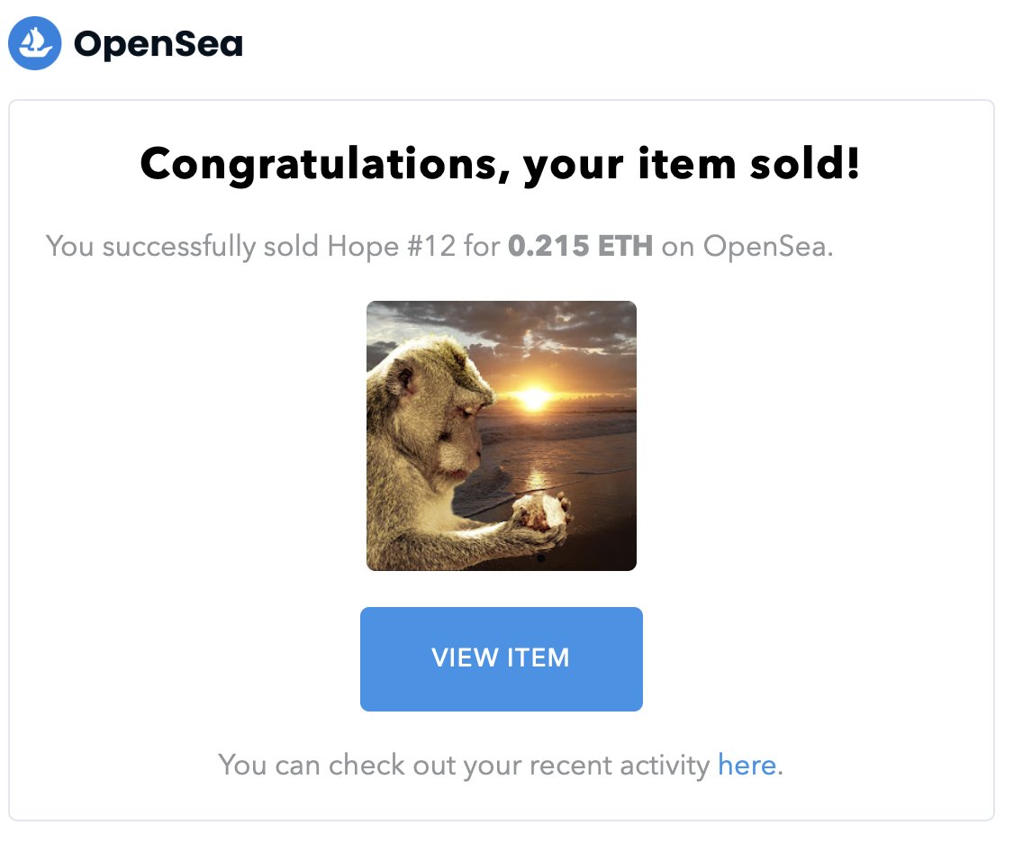 Nothing like receiving a notification from #OpenSea that one of your NFT's sold. Proud that our first 2 NFTs sold to #womeninnfts ... We're here in the space making moves. Thanks <a href="/SMKartist/">Susan M. Knorr, CAS</a> for being part of #teamfreedom and the @#freedomfamily