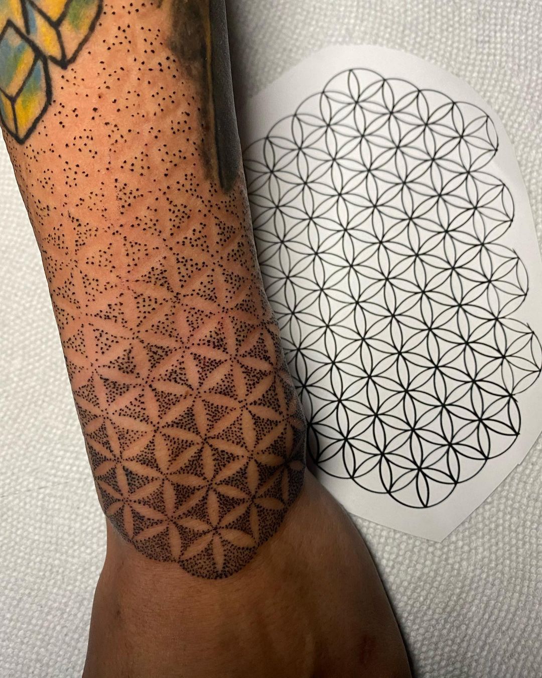 Flower of life smaller than usual love these patterns again all dotwork   Pattern tattoo Geometric tattoo flower of life Geometric tattoo