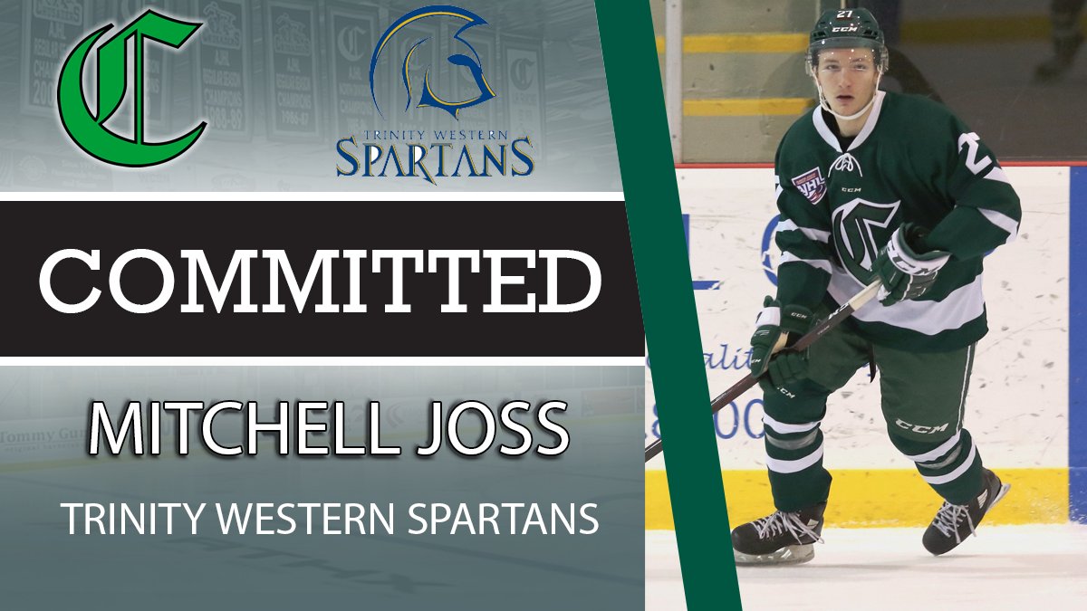 COMMITMENT ALERT

Crusaders forward, Mitchell Joss has committed to the Trinity Western University Spartans  <a href="/TrinityWestern/">Trinity Western University</a>  for next season!

Joss appeared in 58 games last season, leading the team in points with 50!

Congratulations Mitchell, and good luck next season!