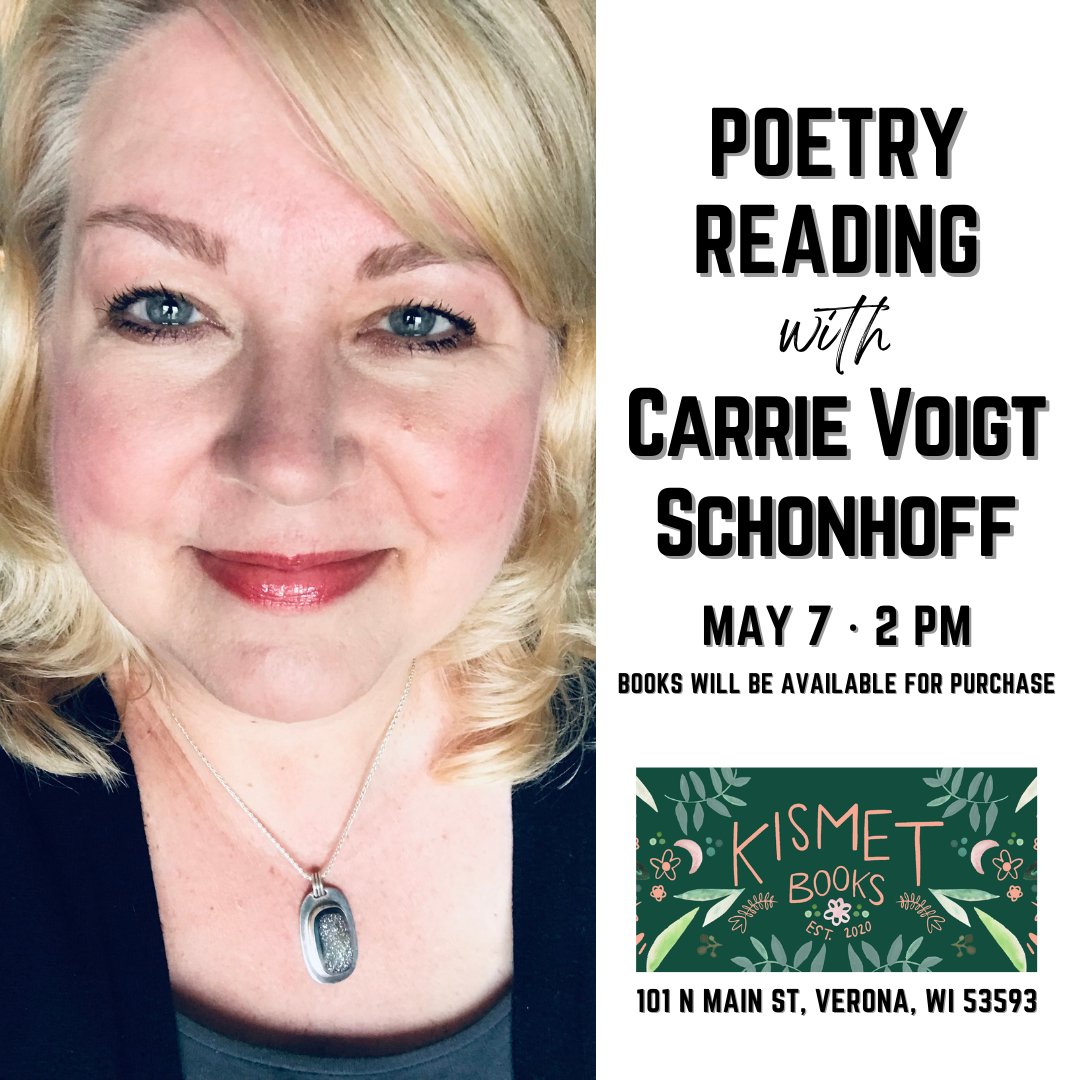 liminalartistry's tweet photo. I will have a book signing and meet &amp; greet event at @kismetbooks in Verona, WI on Saturday, May 7 at 2 p.m. Bring your friends and book lovers! 📚

https://t.co/V0i3CYB4Ym

#booktour #bookstore #poetry #author #writer #poet https://t.co/2HvX72G2co