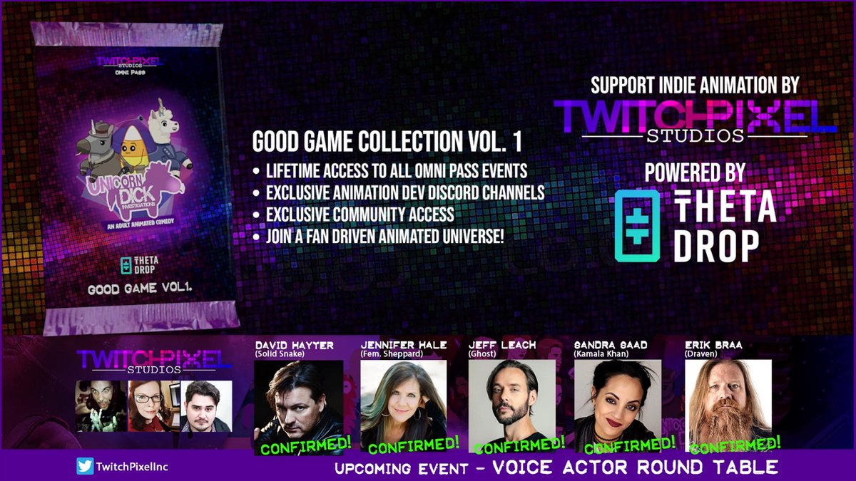 All you #Theta lovers who snagged one of our <a href="/ThetaDrop/">ThetaDrop</a> Collectibles! 

Be Sure to join our #Discord &amp; Get Verified for Exclusive access to Q&amp;A Channels for our Voice Actor Live event this Saturday! bit.ly/TPSDiscord

Snag Your Pass here!
twitchpixel.thetadrop.com
#THETAUSDT