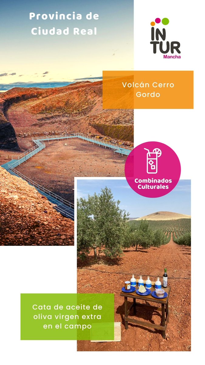 inturmancha's tweet photo. Este es nuestro combinado cultural que te recomendamos esta semana. Naturaleza, cultura y gastronomía juntos, qué más se puede pedir.
#turismoindustrial #volcanes #oleoturismo #turismociudadreal #cerrogordo #catadeaceite #catadeaceite #olivar #turismorural #turismogastronomico https://t.co/Gy1sNxHNIy