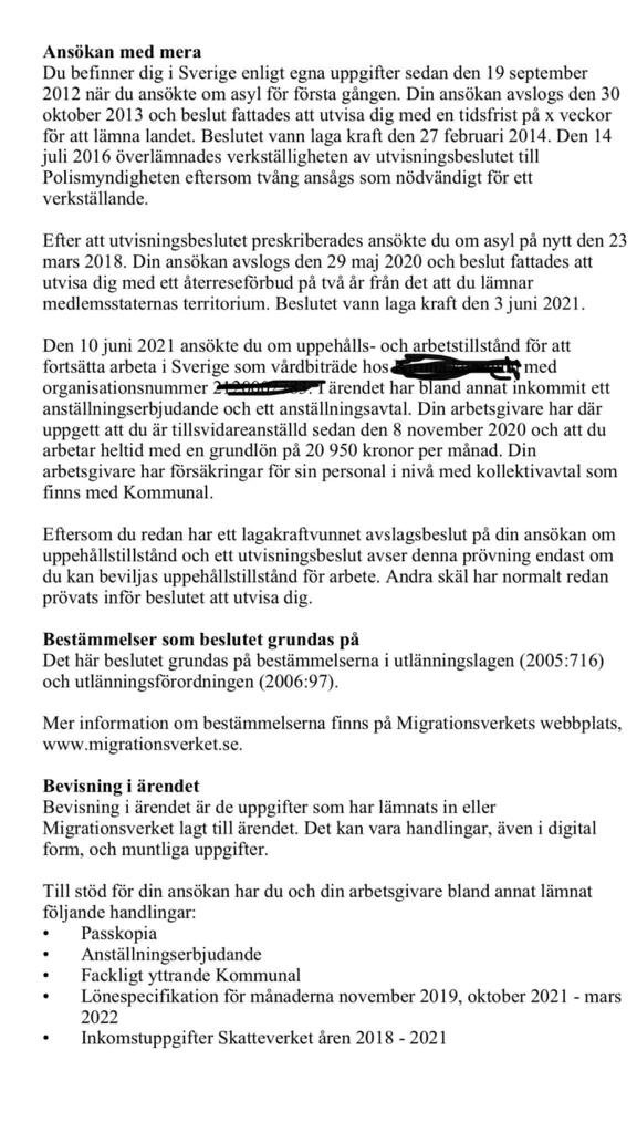 mattiasreporter's tweet photo. Fick detta skickat till mig. Två laga kraft-vunna utvisningsbeslut, vägran att följa de besluten och ett aktivt återreseförbud. Ändå prövar Migrationsverket en tredje ansökan om uppehållstillstånd, nu för arbete.

Sverige är ett skämt. https://t.co/nV7uevsC0O