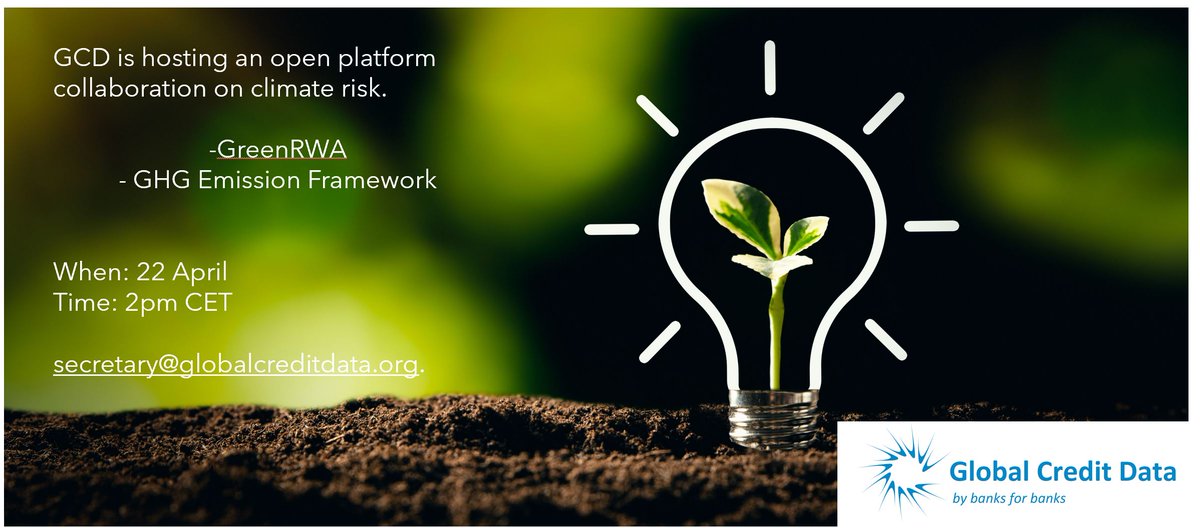 For #EarthDay, join risk managers and modellers for a #climaterisk webinar. 

Register Here: zcu.io/2qYB 
For more information,  secretary@globalcreditdata.org
