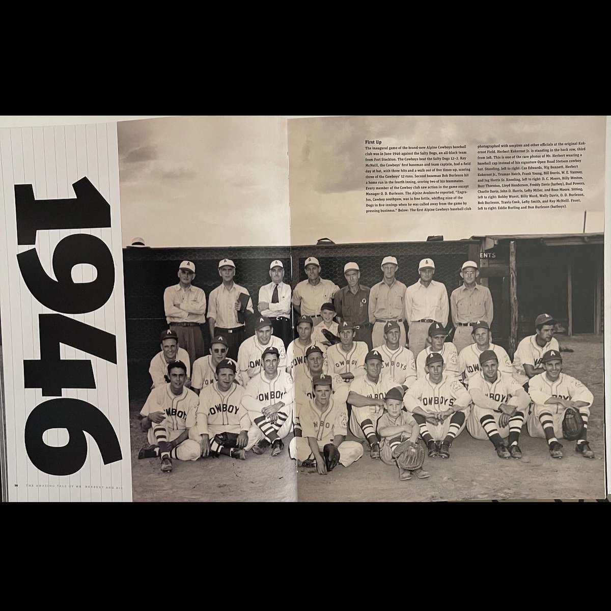 KeriGuerin's tweet photo. Over the top excited for @guerin_hayden to play Sul Ross State University this weekend (his granddad graduated from SR). They’ll play at Kokernot Field, same field his great granddad played ball.  Lloyd Henderson was part of the inaugural Alpine Cowboys semi pro team in 1946. https://t.co/rNscRQbUtn