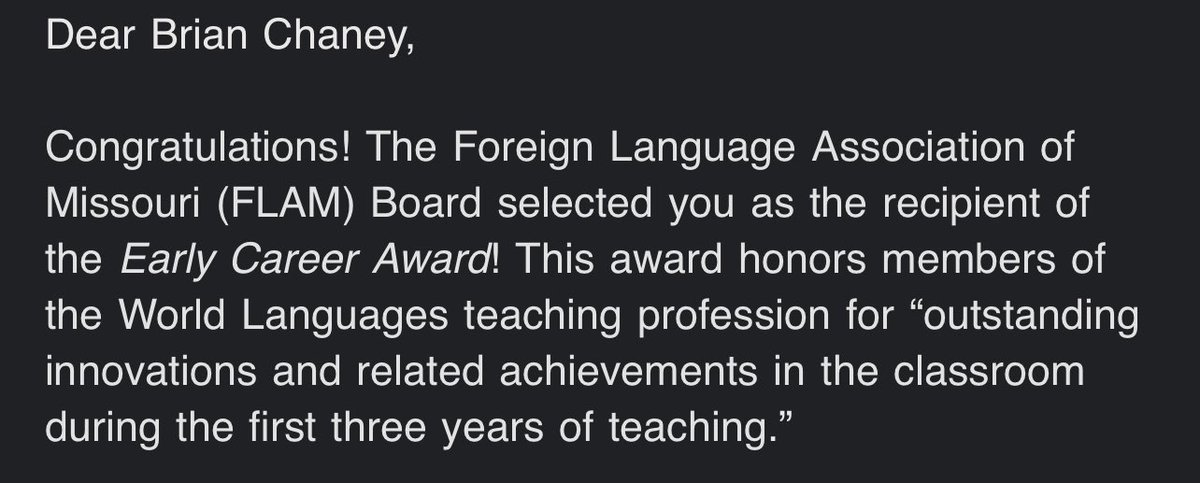 BrianChaney7's tweet photo. I guess I’m now an award winning teacher so there’s that 🤩 So many people have been a huge part of this. Thank you to everyone! https://t.co/QYFMklQSfn
