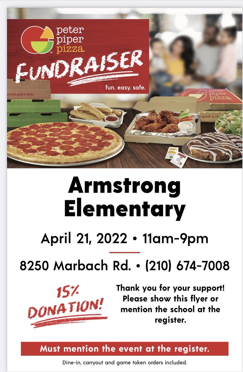 SSAISDArmstrong's tweet photo. Astros, today is our Peter Piper Pizza Fundraiser. Please show this flyer or mention the school at register. Go Astros ! https://t.co/75wRo4p53t
