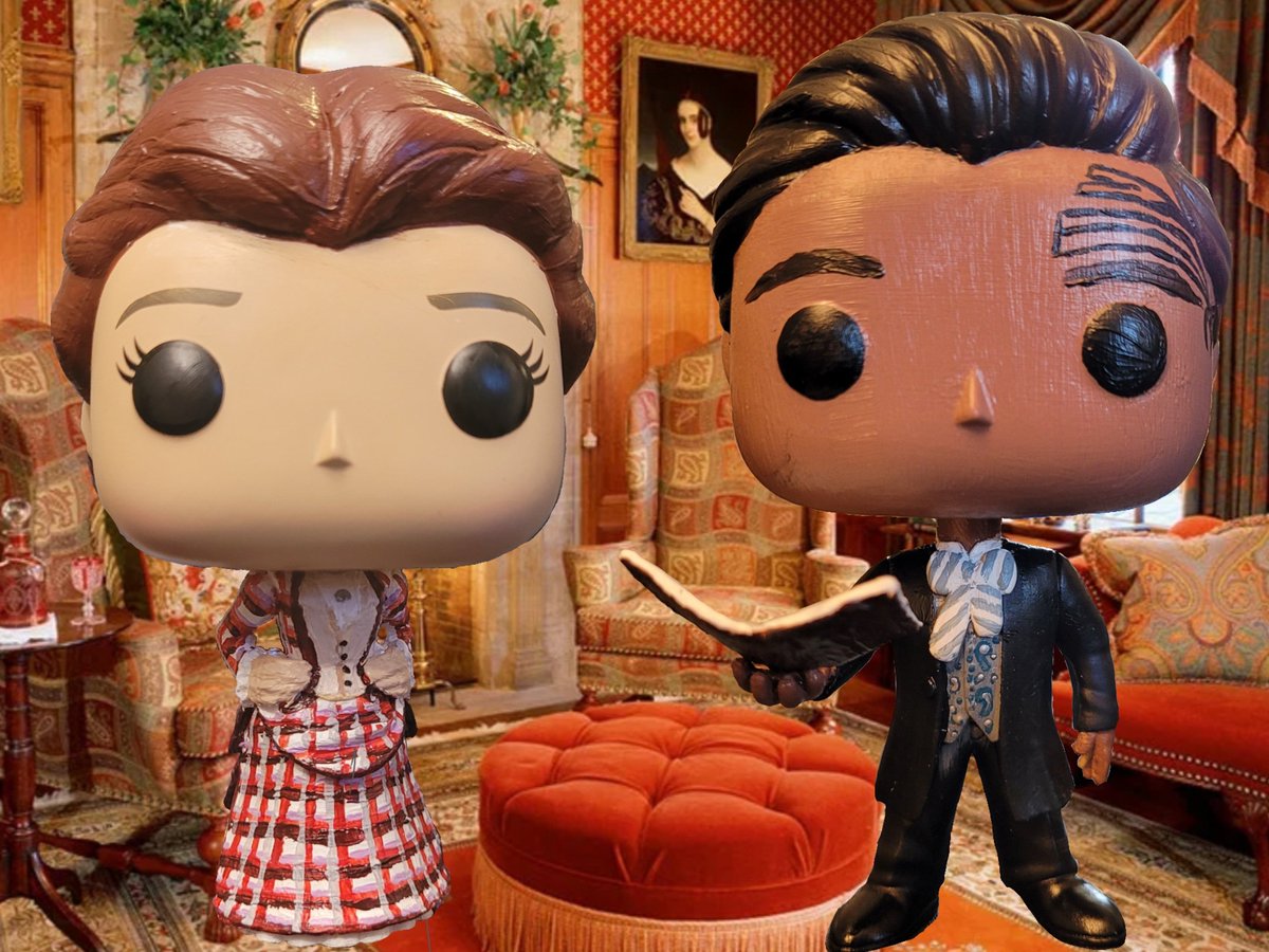 Julie74656's tweet photo. #StarTrek #StarTrekVoyager #CustomFunkoPops Captain Kathryn Janeway as Lucille Davenport and Commander Chakotay as Lord Burleigh ๐ I am in love ๐ฅฐ https://t.co/mSnjEA7Ddj