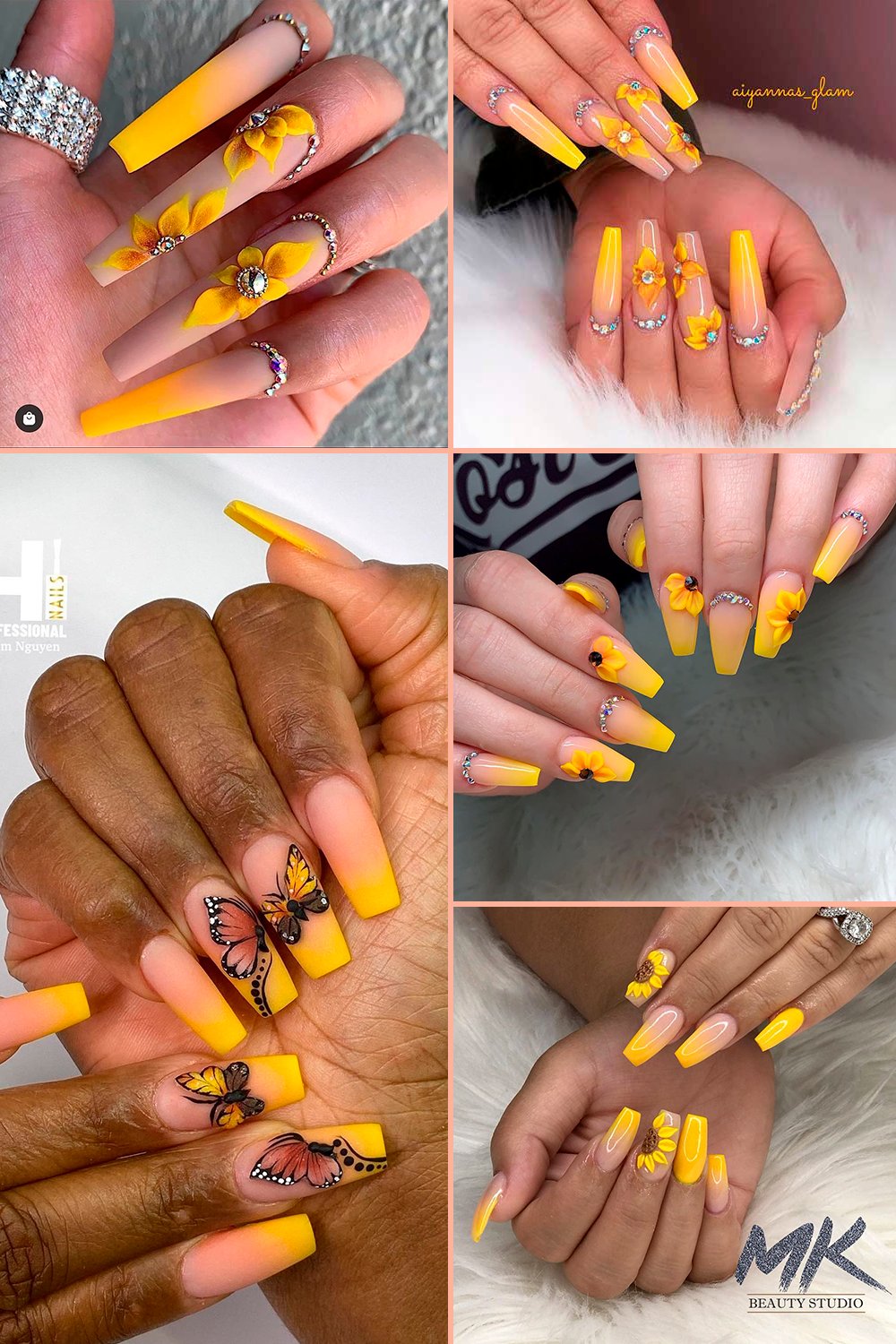 Yellow ombre nails deals
