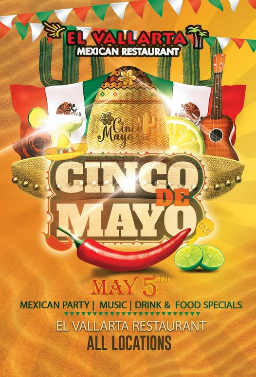 Happy Cinco de Mayo! Stop in to El Vallarta in La Vista to celebrate Cinco de Mayo with music and food and drink specials. 
facebook.com/elvallartalavi…