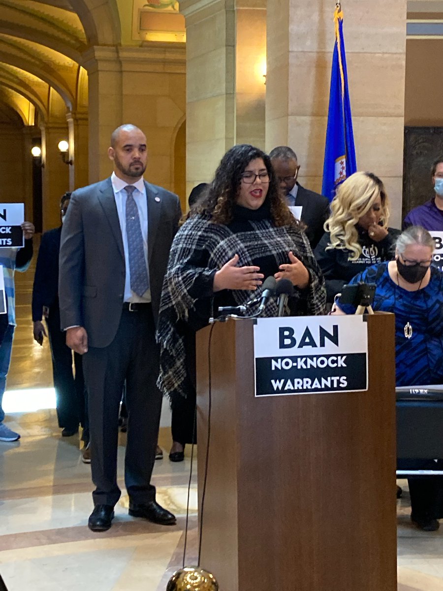 AthenaHollins's tweet photo. It was an honor to speak at the #NoKnockWarrant rally today. I've been pushing our bill, but I'm just one person. I need the help of the public to activate our representatives and senators. No knock warrants are dangerous to law enforcement and deadly to our communities. #mnleg https://t.co/XhBjSKdfQa