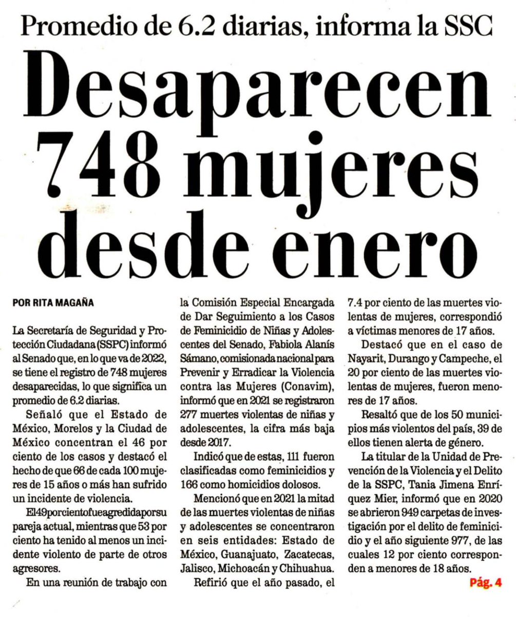 En promedio en nuestro país seis mujeres desaparecen al día, esto representa más de 740 desde enero. 

Es urgente que el gobierno ponga en marcha una estrategia para detener y erradicar esta ola de violencia.

Vía <a href="/ovaciones/">Ovaciones</a>