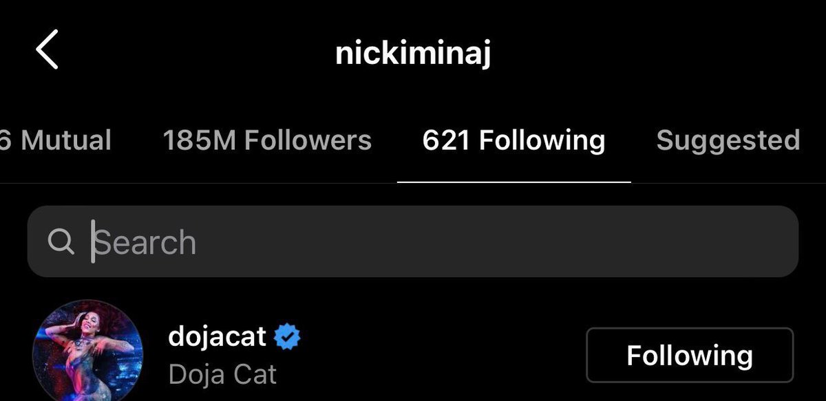 DojaNews's tweet photo. .@NICKIMINAJ followed @DojaCat on IG. https://t.co/1xwTCl0HfE