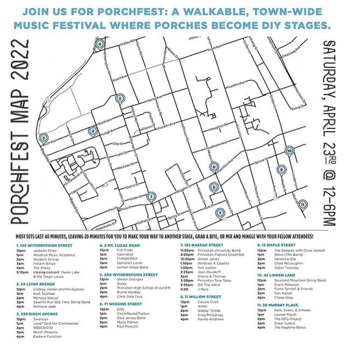 Here’s the full lineup of bands &amp; porches for <a href="/ArtsPrinceton/">Arts Council of Princeton</a>’s PorchFest this Saturday, April 23. We’ll be playing some crowd favorites + a couple new tunes ~5pm outside the Paul Robeson Center (102 Witherspoon St). Free! Come soak up some good old-fashioned electro-country tears