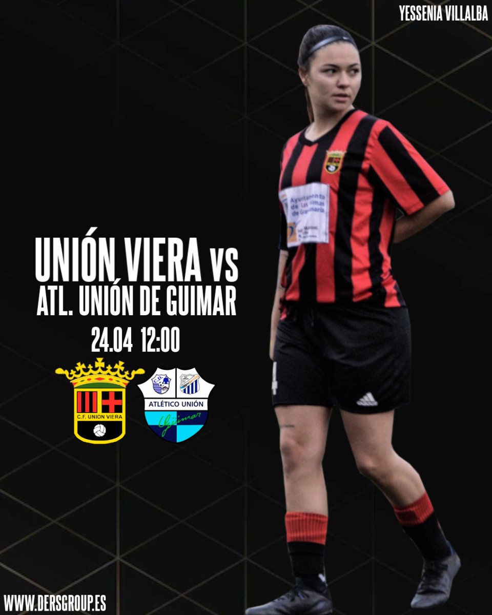 #MATCHDAY  <a href="/Yeseniiia02/">Yesenia Villalba Ranchal</a>
<a href="/UnionVieraCF/">CF UNIÓN VIERA</a> 🆚️ <a href="/ATUNIONGUIMAR/">AUGüímar</a>
🏆Primera División B Femenina Reto Sur
🗓 24/4/2022
🕔 12:00h
💻 dersgroup.es 
<a href="/Dersgroup/">Dersgroup</a>
#letsgo #Dersgroup #seguimos #trabajando #familia #futbol #pasión #compromiso #friends #caminamosjuntos #futbolfemenimo