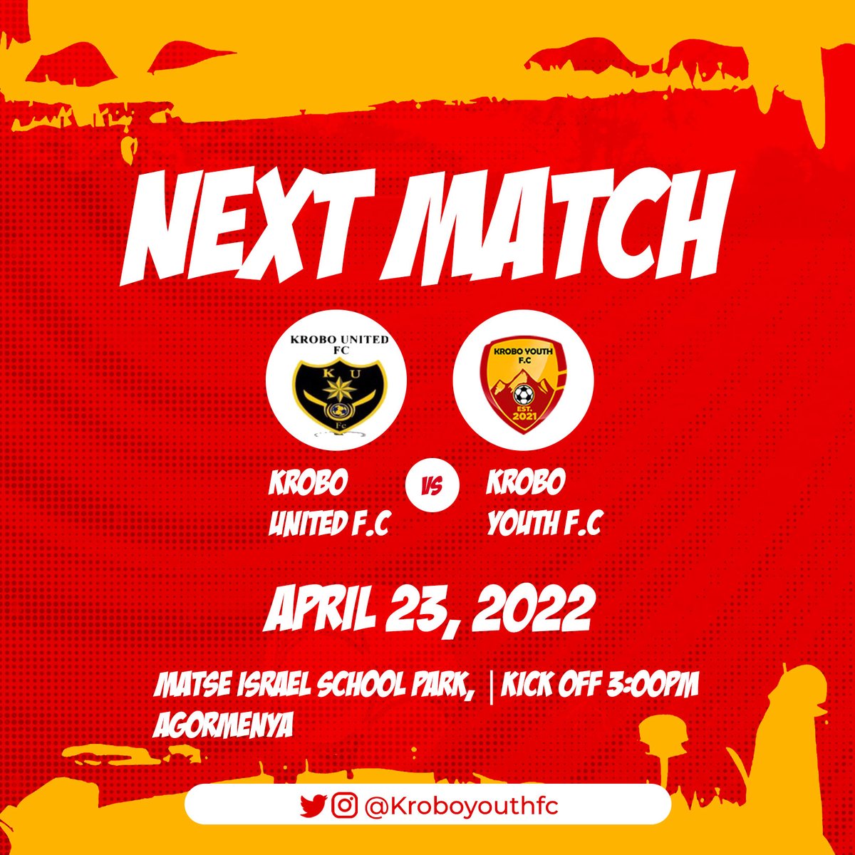 Kroboyouthfc's tweet photo. It's another #DERBYTIME! We play our rivals away from home this coming saturday. Make it a date to bring your full support for Krobo Youth F.C. at the #Krobolandderby. #mkyfc #kroboyouthFC #odumasekrobo #ghanafootball #FutureStarsGhana #gfa #footballinGhana #ghanafootball https://t.co/AyvYFkEc1n