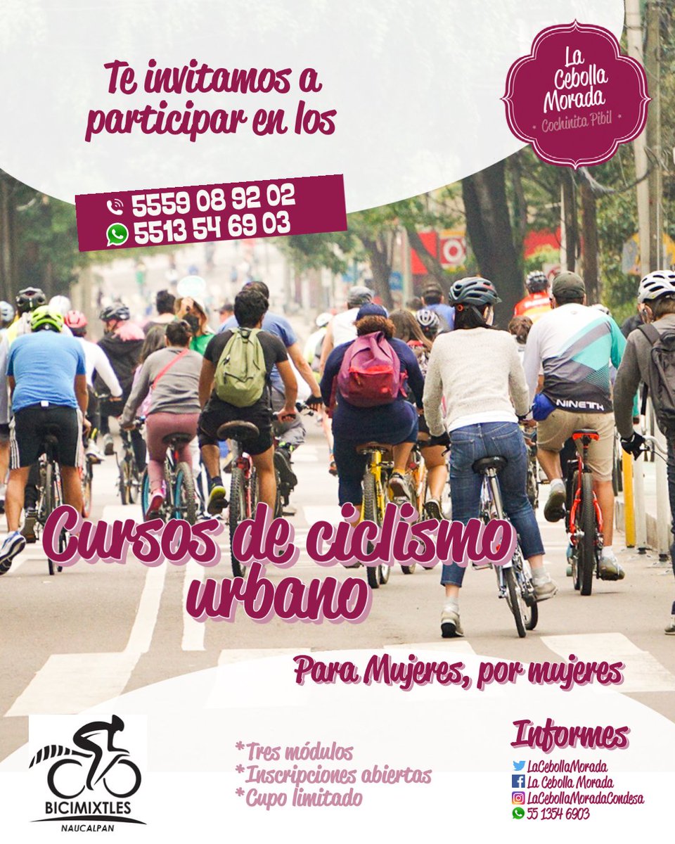 Para Mujeres, por mujeres. 
Aprende a andar en bici.
Rueda LIBRE, SEGURA Y FELIZ.

¡Inscríbete!