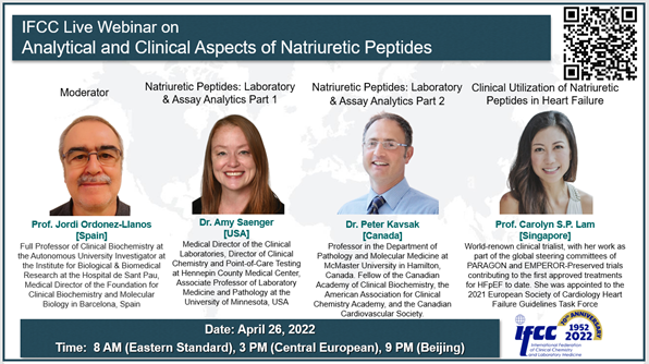 Register for this free webinar for a great session on natriuretic peptides from our IFCC cardiac committee! #cardiac #biomarkers <a href="/mrapple004/">Fred Apple</a> @AakreMoberg <a href="/richardbody/">Rick Body</a> <a href="/PaulOCollinson/">Paul Collinson</a> <a href="/lamcardio/">Carolyn Lam</a> <a href="/asaenger10/">Amy Saenger, PhD, DABCC</a> <a href="/IFClinChem/">IFCC&LM</a> 
workcast.com/register?cpak=…