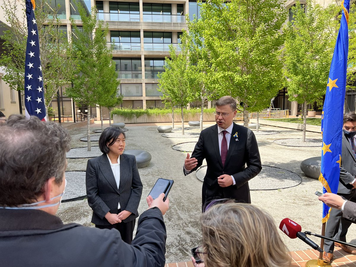 Good discussion between <a href="/VDombrovskis/">Valdis Dombrovskis</a> and <a href="/AmbassadorTai/">Ambassador Katherine Tai</a> on so many shared interests, and trade can be part of the solution