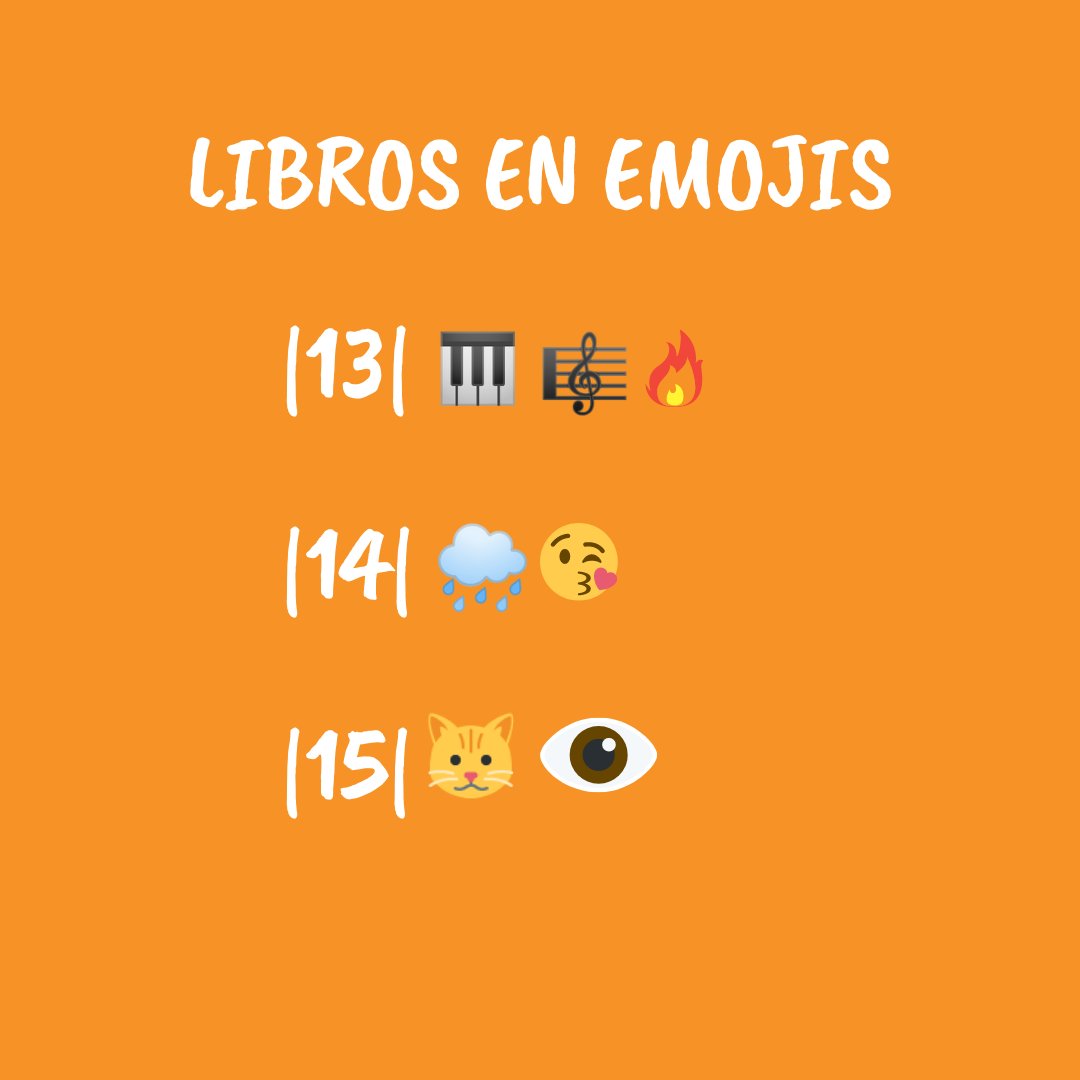 NovaCasaEditors's tweet photo. ¡Volvemos con un nuevo juego! 🤩

¿Eres capaz de adivinar qué tres títulos de nuestros libros se esconden entre los emojis?

Deja tu comentario y etiqueta al autor o a la autora de cada libro para ver si has acertado 💛

#novacasaeditorial #juegoconemojis #booklover https://t.co/o6bU2moKQs