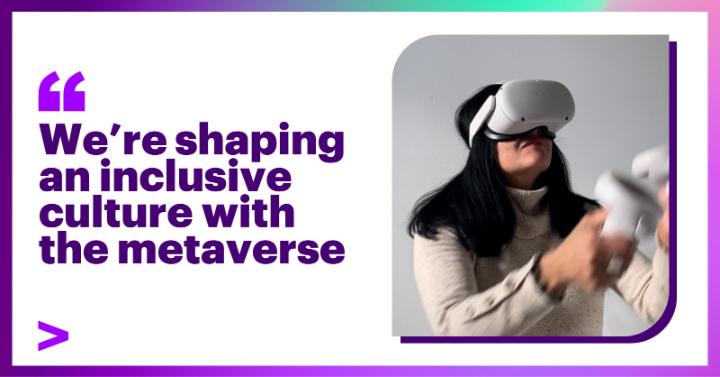 melcutlan's tweet photo. Accenture is deploying #VirtualReality headsets to its people, like me! From onboarding new joiners to social events like touring Black history museums or salsa dancing, meet Teresa Sifre who is helping us connect in the #metaverse 💫: https://t.co/HNgH2Ryev9 https://t.co/Bxk0P8DNnE