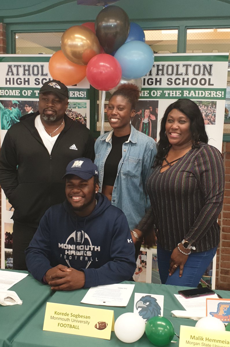 AtholtonFB's tweet photo. Atholton Football Signing Day 2022
Congrats to Harrison Feldman (John Carroll University), Brandon Germain (Shenandoah University), Malik Hemmeian (Morgan State University) , &amp; Korede Sogbesan (Monmouth University) on signing to play college football. https://t.co/Xh1yBKiakN