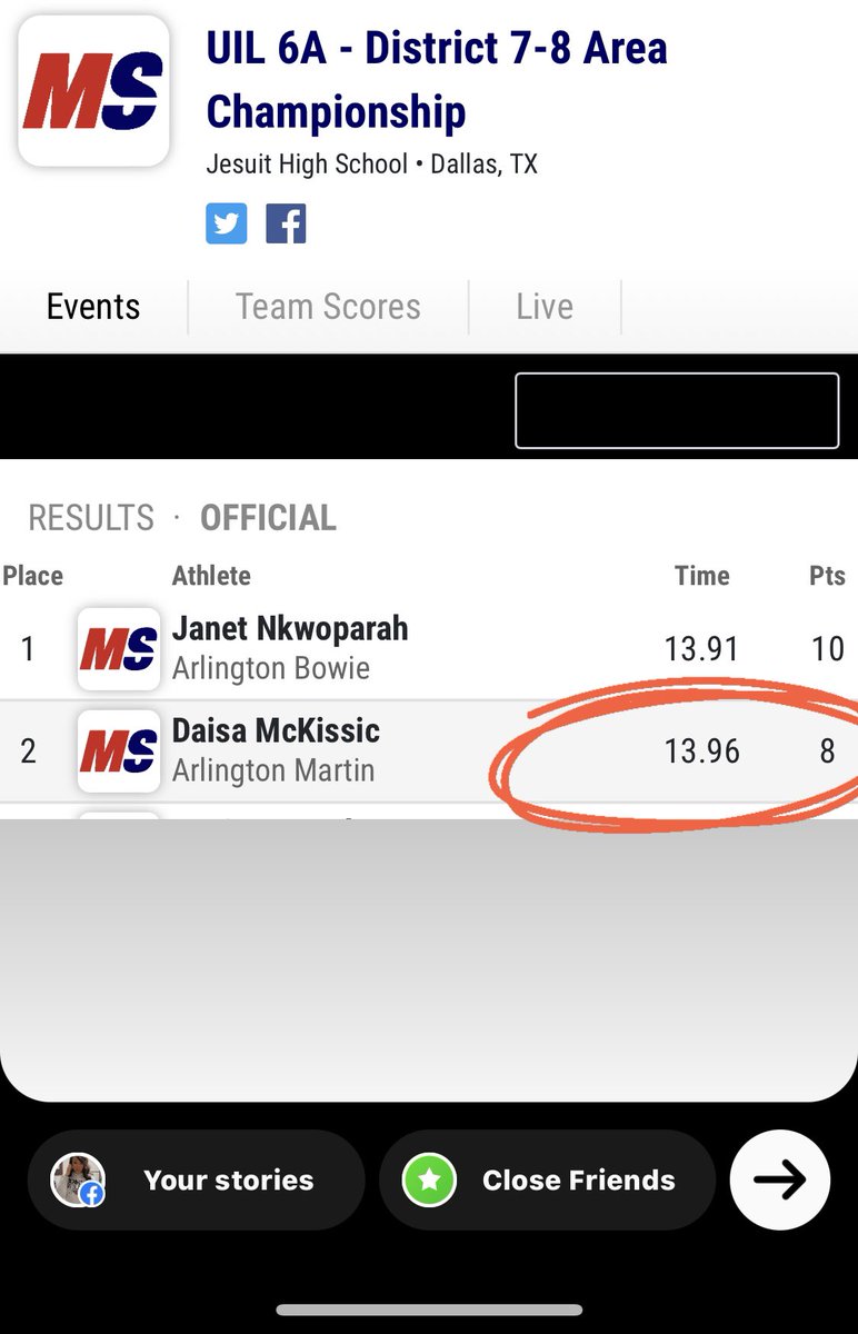 Unsigned Senior Alert!!!  <a href="/DaisaMckissic/">Daisa McKissic</a> came away with a 13.96 in the 100mH and 2nd place at the Area Meet. Regionals are at UTA April 29-30, 2022.