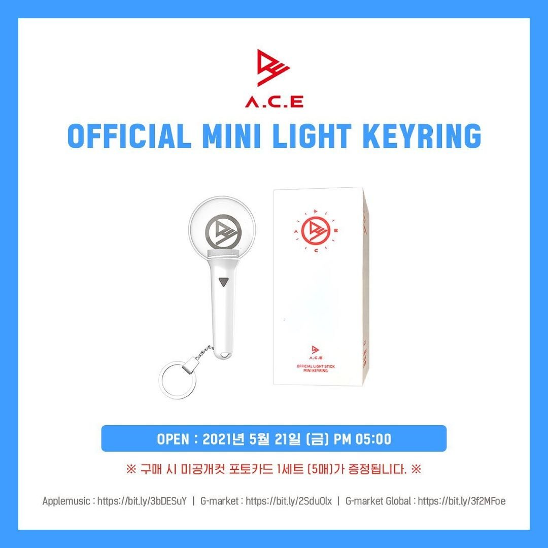 ACEtagram_7's tweet photo. 210521

[#ACE_NOTICE] 📢

<OFFICIAL MINI LIGHT KEYRING>

예판기간: 5/21 (FRI) 5PM - 6/3 (THU)
배송일정: 6/10 부터 순차 발송

🔗 https://t.co/V2vIqDfR46 (오피셜)
🔗 https://t.co/e46fRpdjdO (애플뮤직)
🔗 https://t.co/HQ6DcMI8Pg (지마켓)

#에이스 #ACE #LIGHTKEYRING https://t.co/cepzdJPfYt