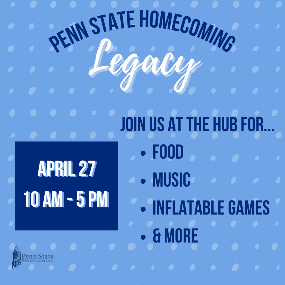 It’s almost Legacy Penn State! Join us next Wednesday on the HUB Lawn for lots of food and fun! Hope to see you there! 

#legacy #fortheglory