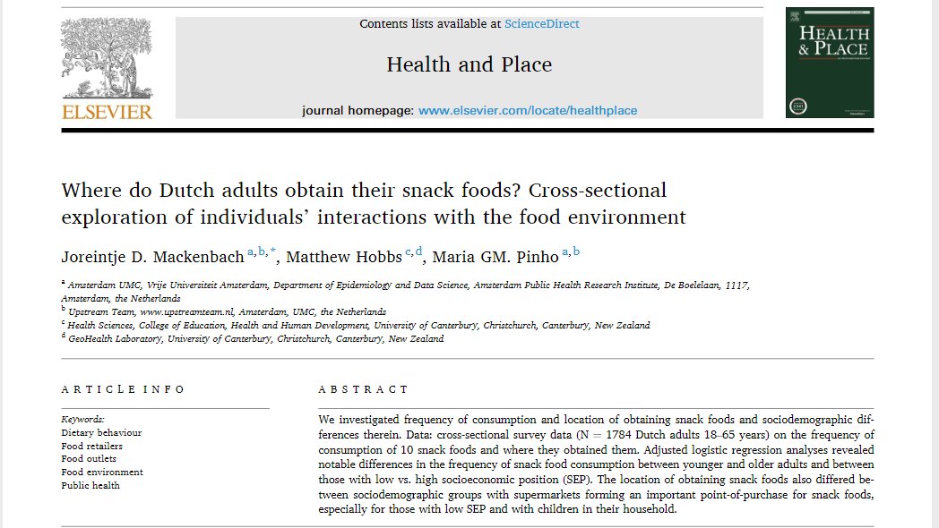 Where do Dutch adults obtain their snack foods? An exploration of individuals’ interactions with the food environment with @JoreintjeM @mgabrielapinho