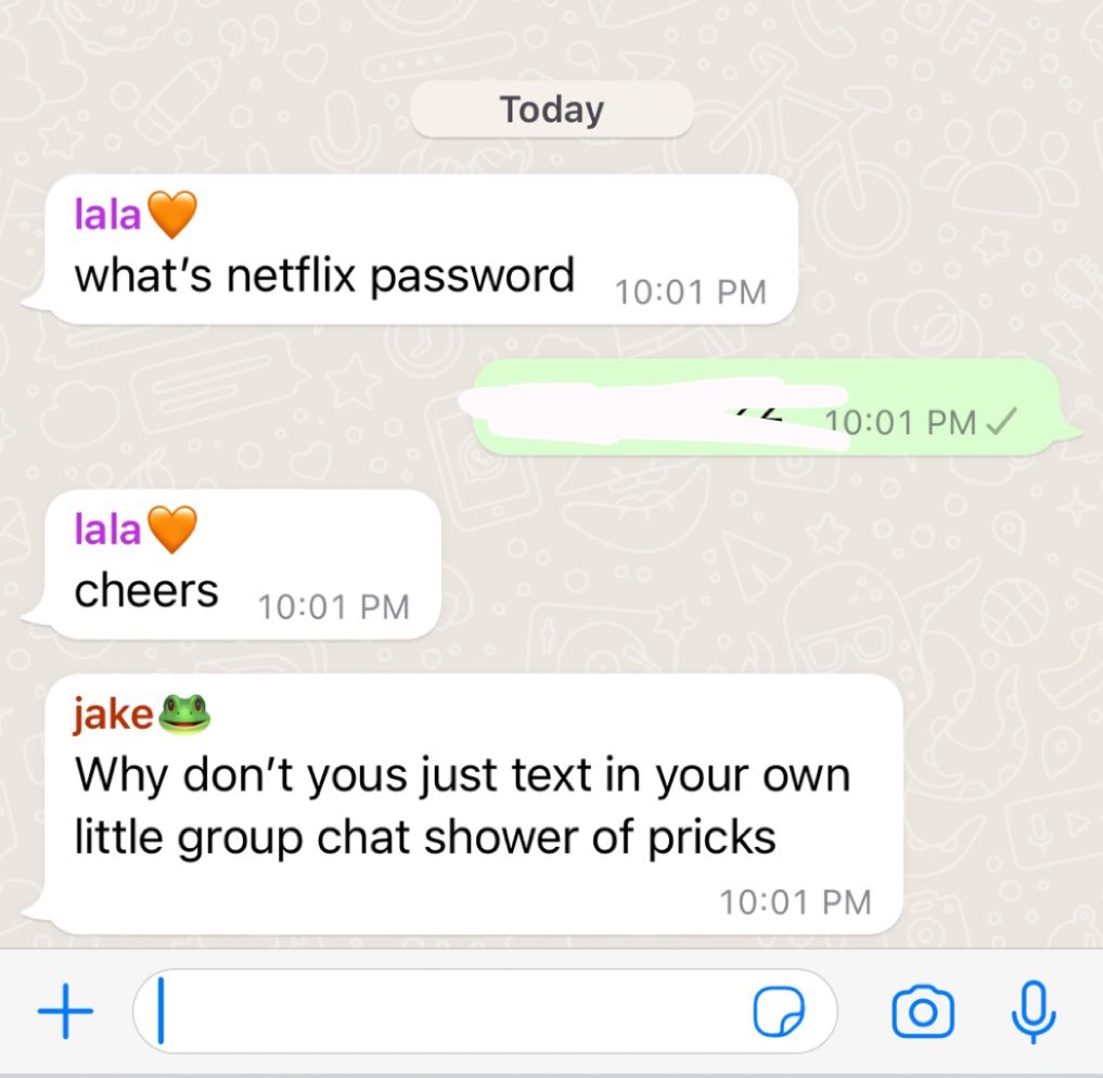 briannaamorris8's tweet photo. my brother (who lives on a whole different continent) found out we have a house groupchat without him a while ago and he has not let it go https://t.co/7s6H1Abowl