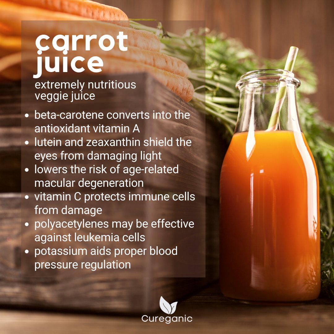 CureganicTeam's tweet photo. Carrot juice extracted from whole carrots is incredibly nutritious. It provides potassium, several carotenoids, and vitamins A, C, and K.

Follow us on IG! https://t.co/k7QREfPa3g