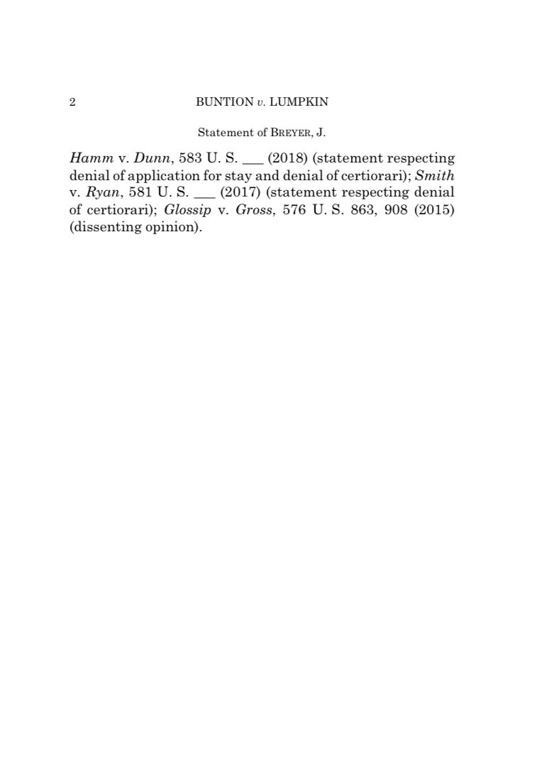 chrisgeidner's tweet photo. #SCOTUS will not stop Texas’s execution of 78-year-old Carl Buntion tonight for the 1990 murder of a police officer. Justice Breyer writes to reiterate what he has written previously: Cases like this “raise[] serious questions” about the constitutionality of the death penalty. https://t.co/GvG6DZ5Egi