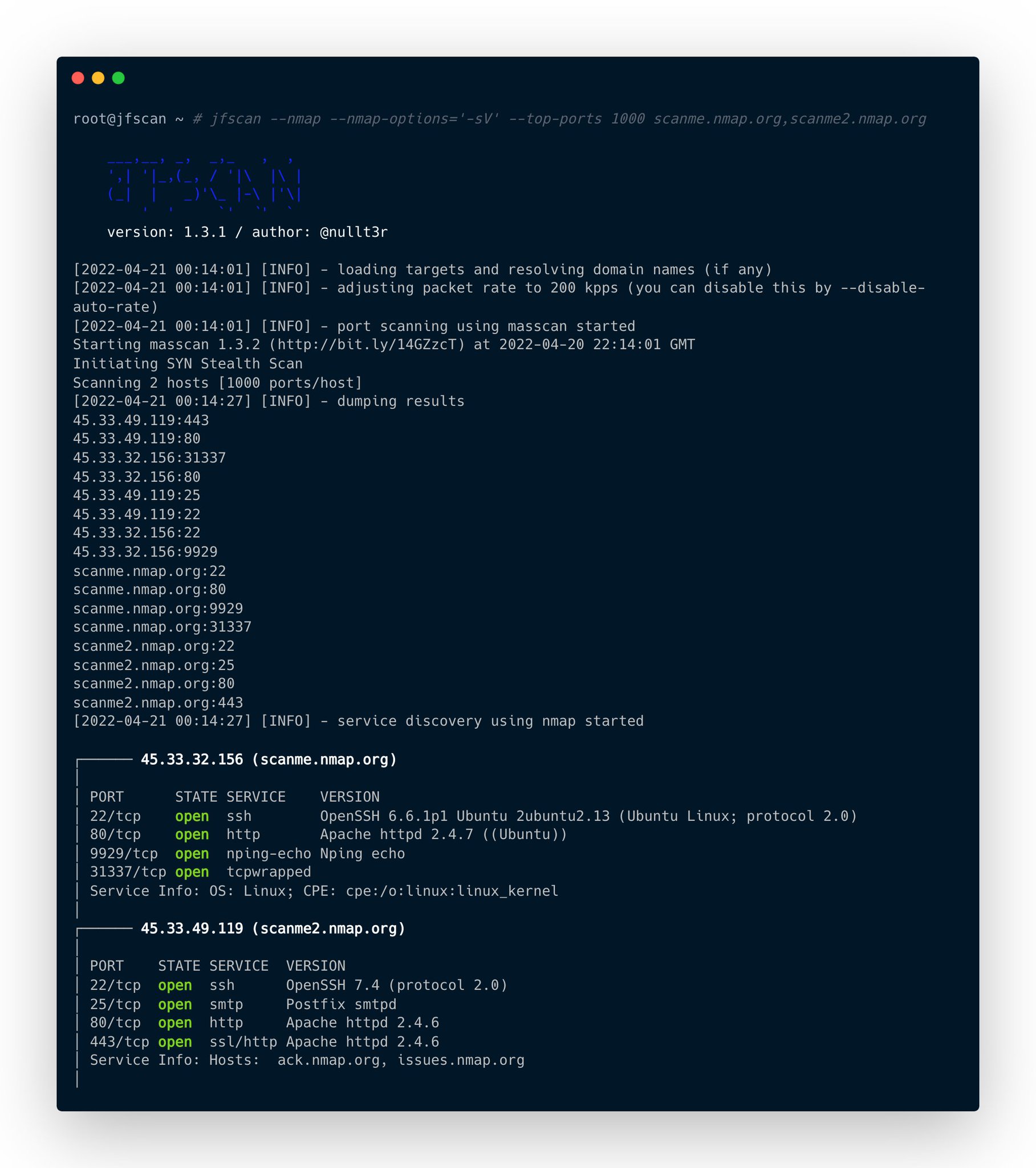 Tools on Twitter "(JFSscan SuperFast Port Scanner) https