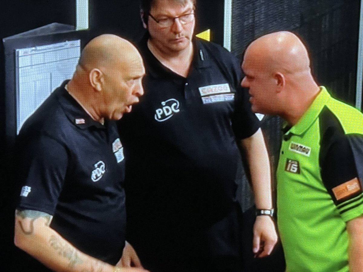 HEATED?
Michael van Gerwen appeared to have a heated exchange with ref Russ Bray after losing the final to Jonny Clayton in Aberdeen.