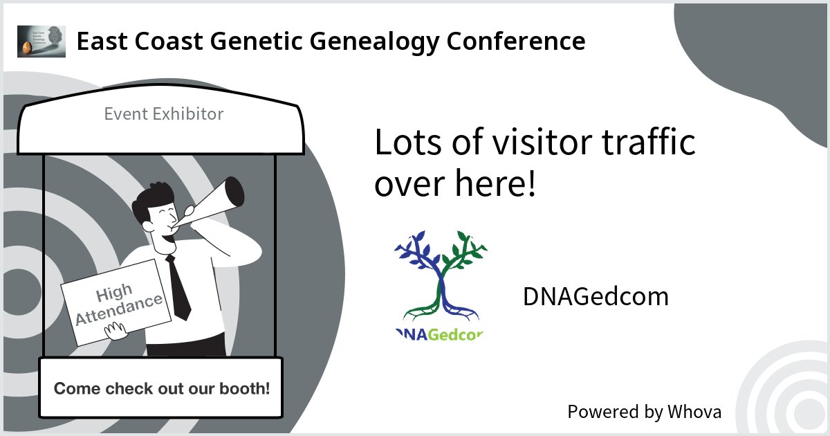 Our booth is getting a lot of traffic at East Coast Genetic Genealogy Conference. ✨ ✨ 🏃 🏃‍♀️ Check out the presentation and details at the event! #EcGGc - via #Whova event app