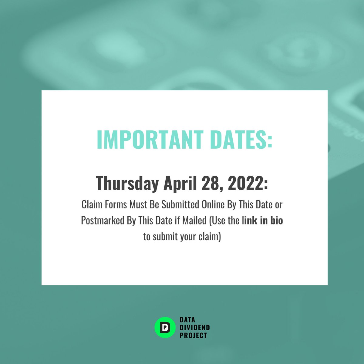 ddpforall's tweet image. Notice of Class Action Settlement In re Plaid Inc. Privacy Litigation. 

You have until April 28th to submit a claim. 

[LINK IN BIO] to submit your claim. 

Follow @ddpforall for more information on data privacy and class action settlements .  #ddpforall #dataprivacy #dataforall