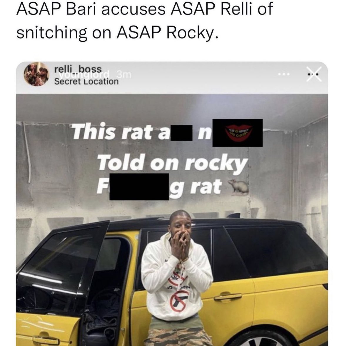 smokeinth3booth's tweet photo. #AsapBari Say #Relli Snitched On #AsapRocky, Whiched Caused His To Get Arrested At LAX & Also His Home Raided By Police ! https://t.co/xurVkPvpdN